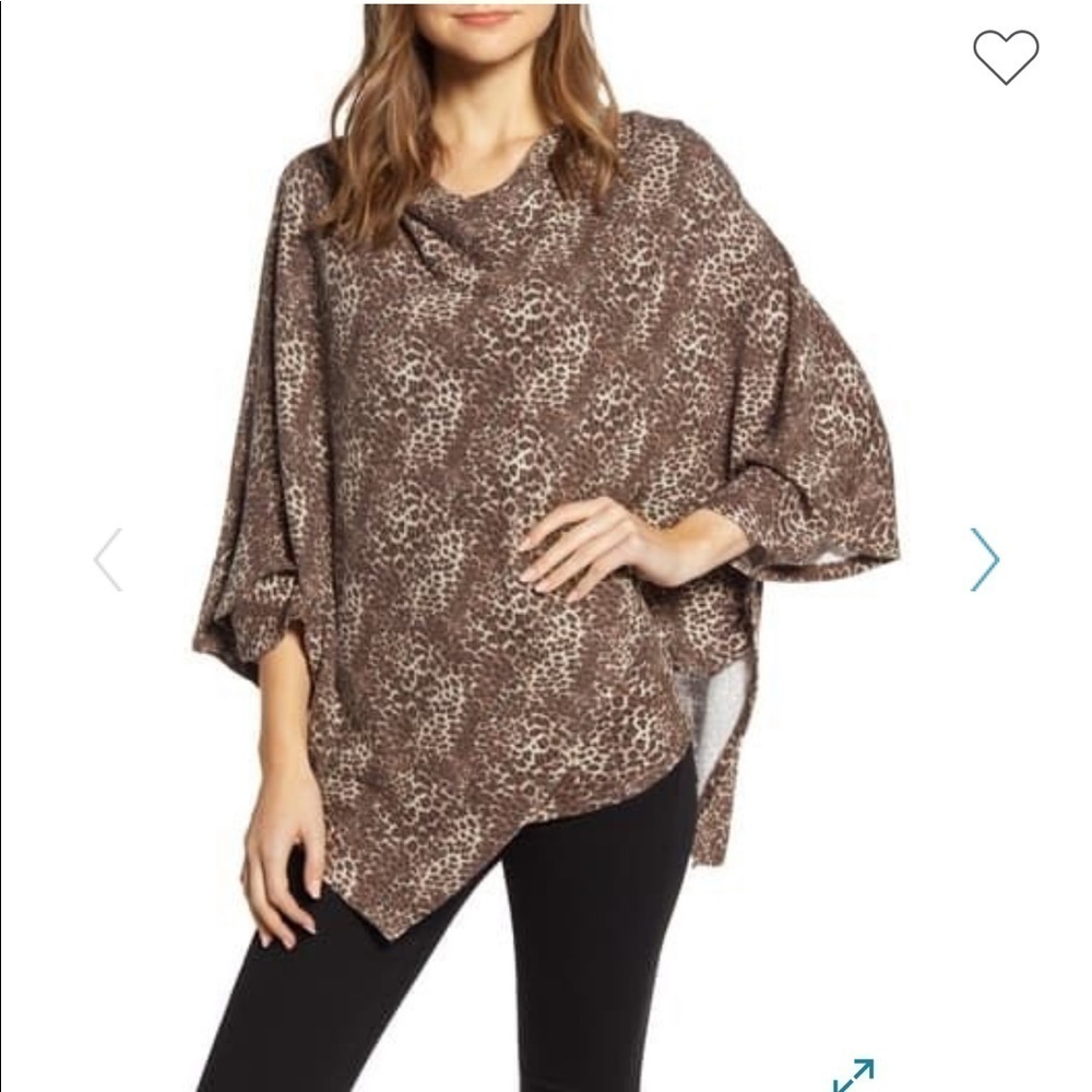 Bobeau | Leopard Cozy Poncho Top Size XS NWT